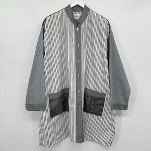 SHIRTZ Tunic Top Shirt Oversize 2X Button Up 100% Cotton Patchwork Artsy‎ Boho